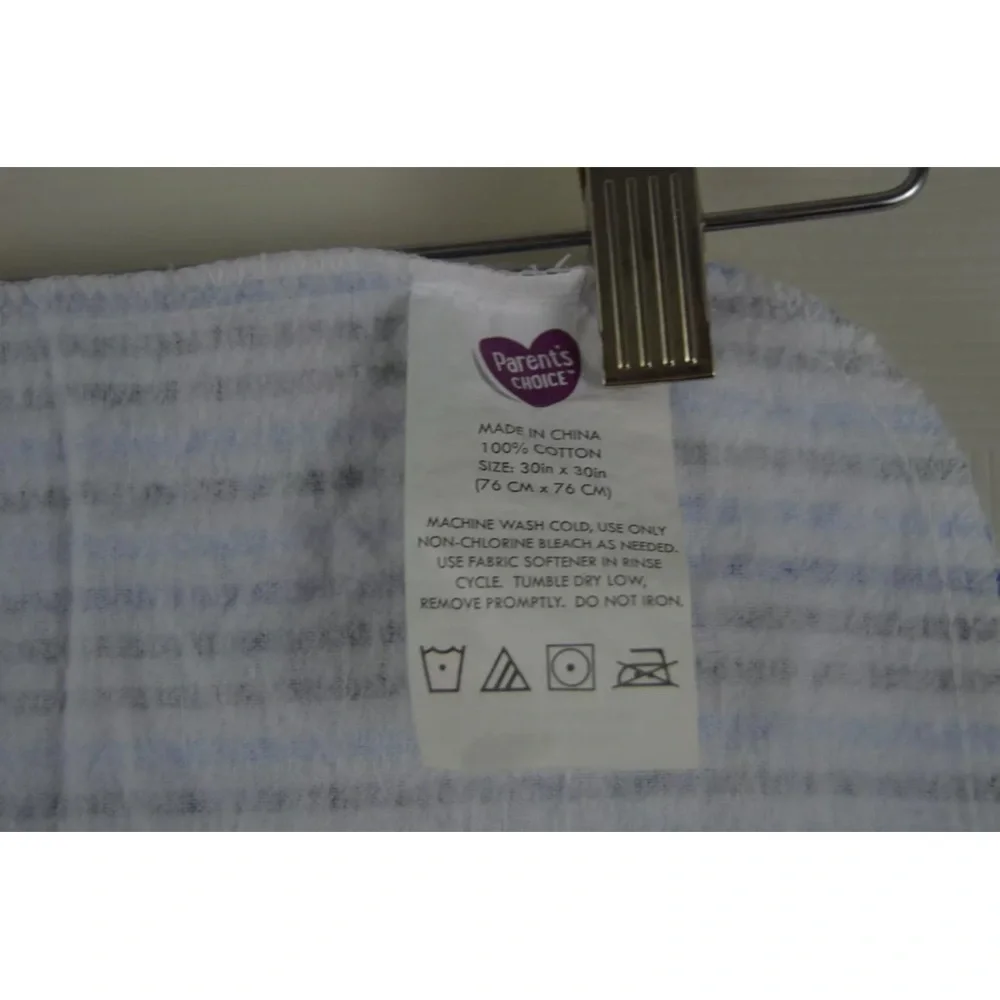 Parent's Choice Stripes Baby Blanket Flannel Receiving Blue White Gray Lovey